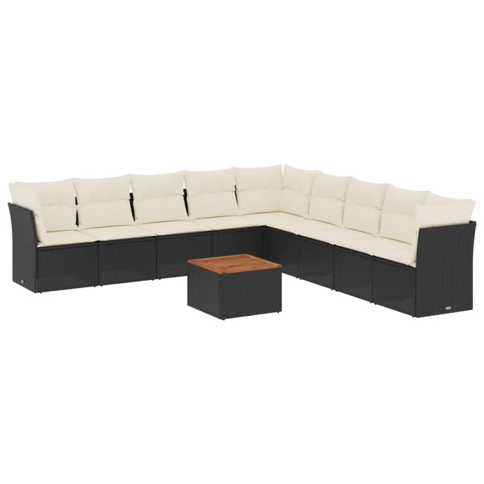 Set canapele de grădină cu perne, 10 piese, negru, poliratan - WALTI WALTI