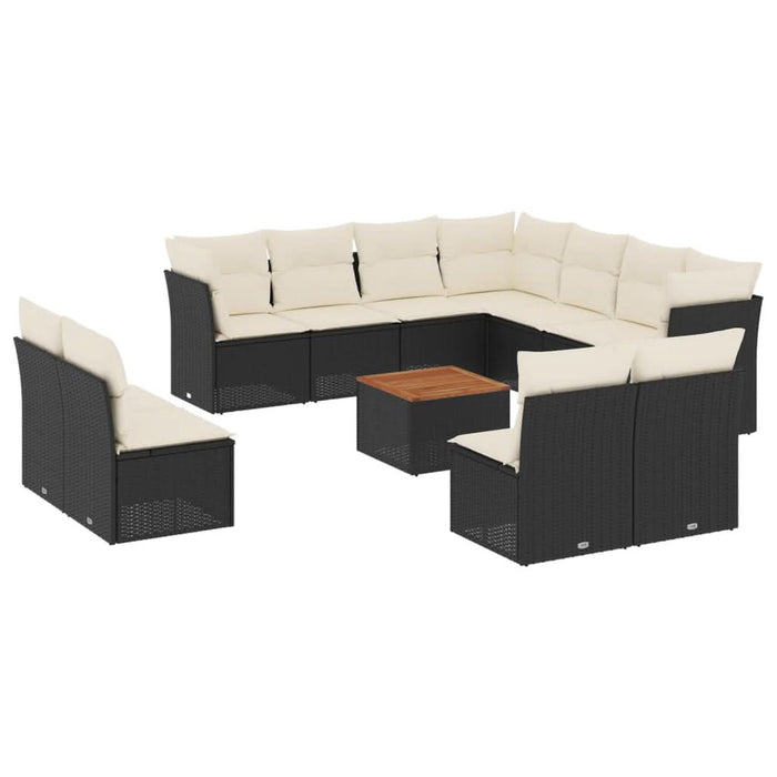 Set canapele de grădină, 12 piese, cu perne, negru, poliratan - WALTI WALTI