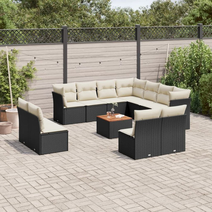 Set canapele de grădină, 12 piese, cu perne, negru, poliratan - WALTI WALTI