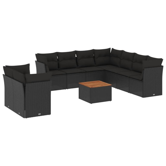 Set canapele de grădină cu perne, 10 piese, negru, poliratan - WALTI WALTI
