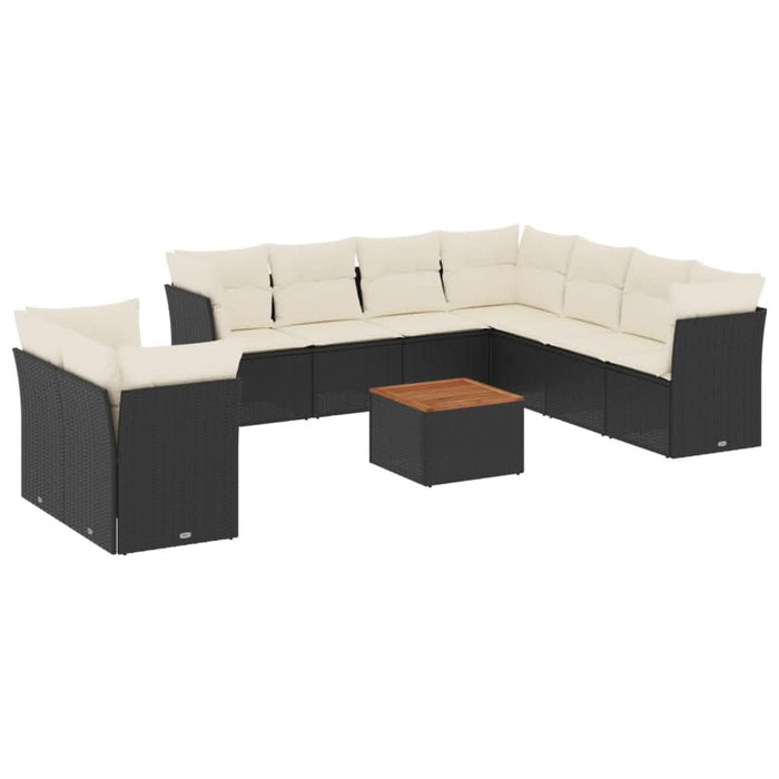 Set canapele de grădină cu perne, 10 piese, negru, poliratan - WALTI WALTI