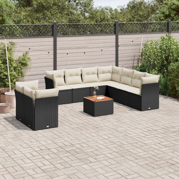 Set canapele de grădină cu perne, 10 piese, negru, poliratan - WALTI WALTI