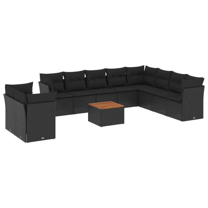 Set canapele de grădină cu perne, 11 piese, negru, poliratan - WALTI WALTI