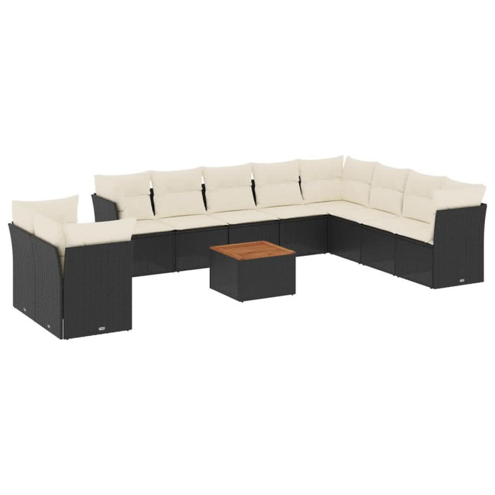 Set canapele de grădină cu perne, 11 piese, negru, poliratan - WALTI WALTI