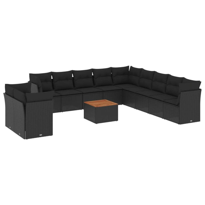 Set canapele de grădină, 12 piese, cu perne, negru, poliratan - WALTI WALTI
