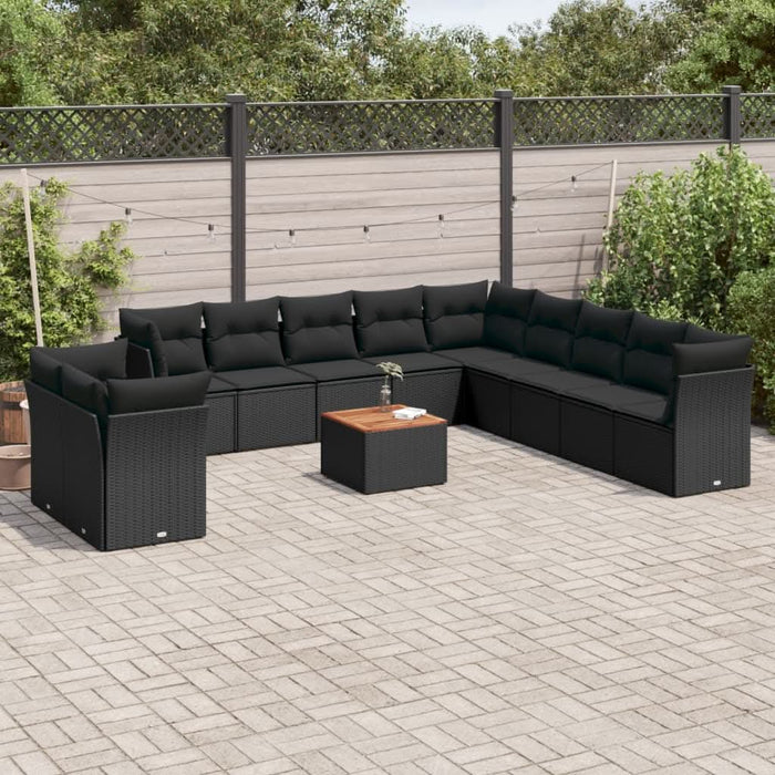 Set canapele de grădină, 12 piese, cu perne, negru, poliratan - WALTI WALTI