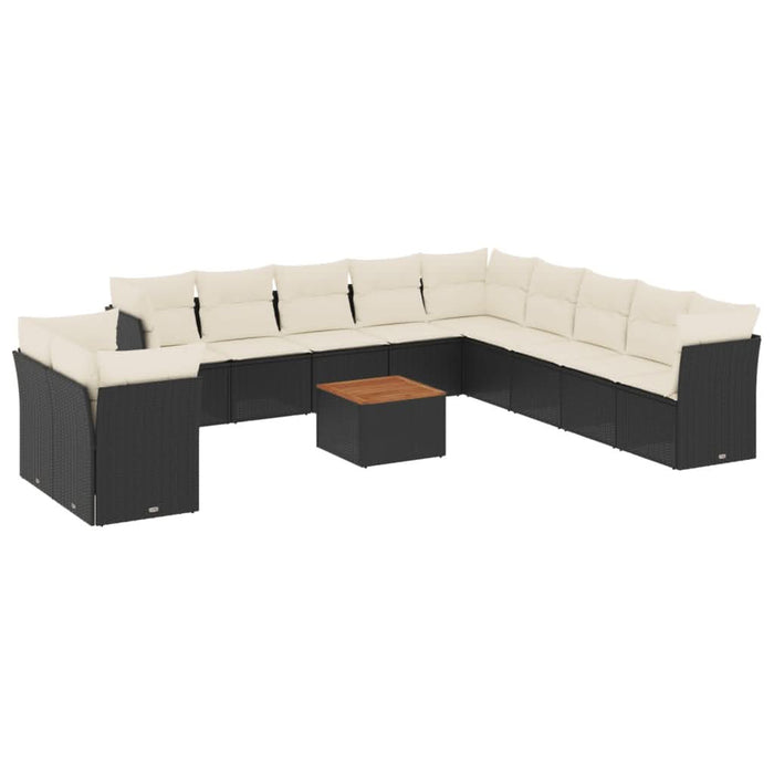 Set canapele de grădină, 12 piese, cu perne, negru, poliratan - WALTI WALTI