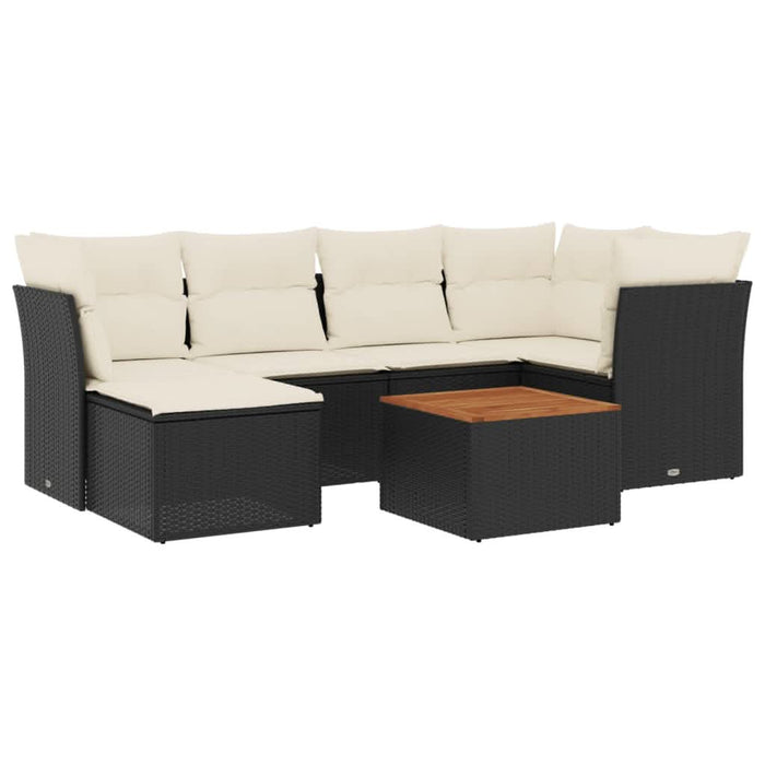 Set canapele de grădină cu perne, 7 piese, negru, poliratan - WALTI WALTI