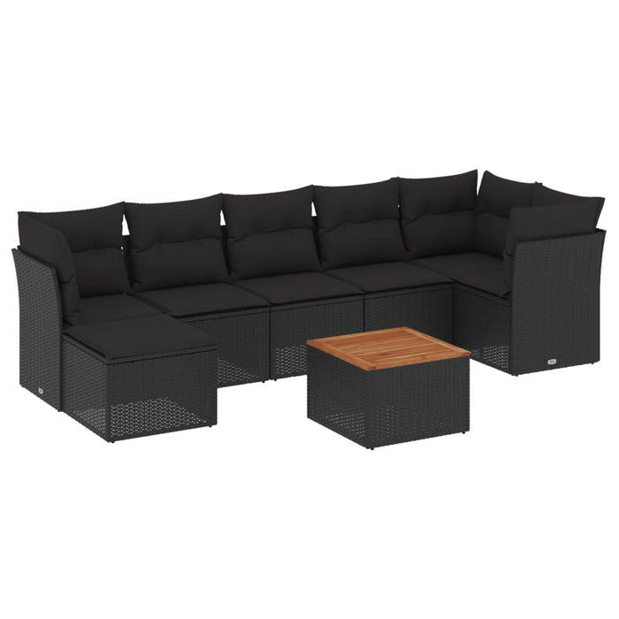 Set mobilier de grădină cu perne, 8 piese, negru, poliratan - WALTI WALTI