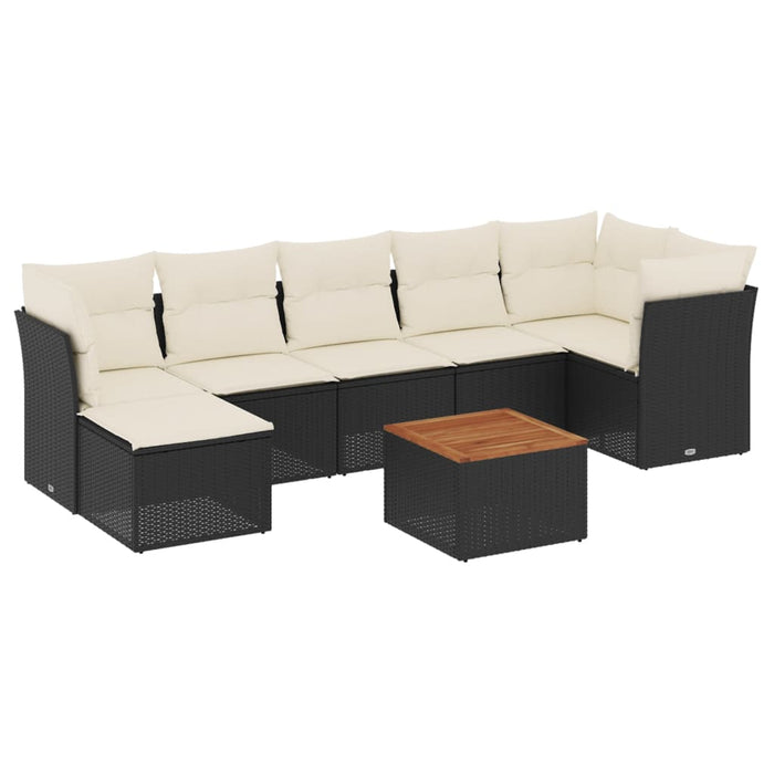 Set mobilier de grădină cu perne, 8 piese, negru, poliratan - WALTI WALTI