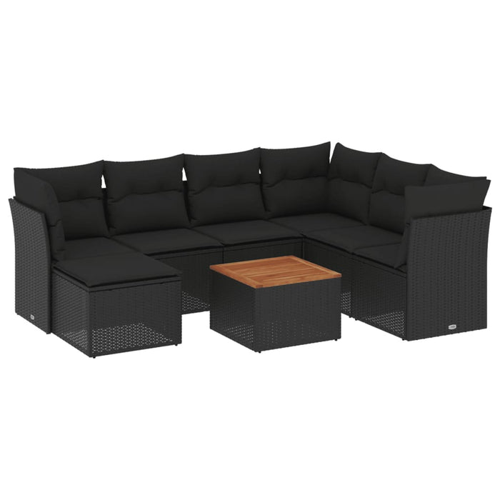 Set mobilier de grădină cu perne, 8 piese, negru, poliratan - WALTI WALTI