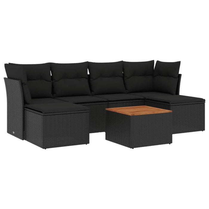 Set canapele de grădină cu perne, 7 piese, negru, poliratan - WALTI WALTI