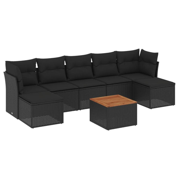 Set mobilier de grădină cu perne, 8 piese, negru, poliratan - WALTI WALTI