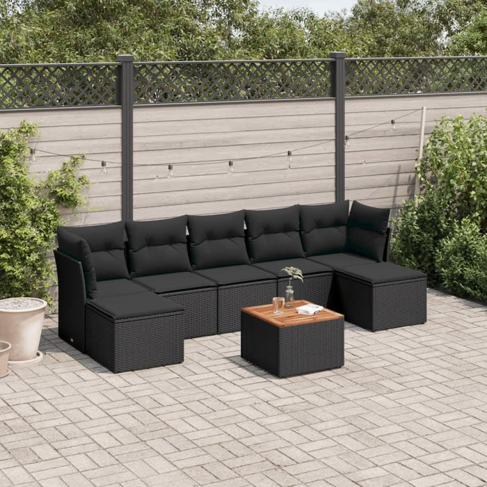 Set mobilier de grădină cu perne, 8 piese, negru, poliratan - WALTI WALTI