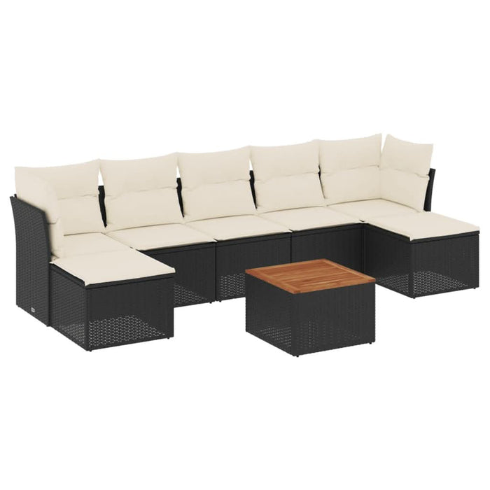 Set mobilier de grădină cu perne, 8 piese, negru, poliratan - WALTI WALTI