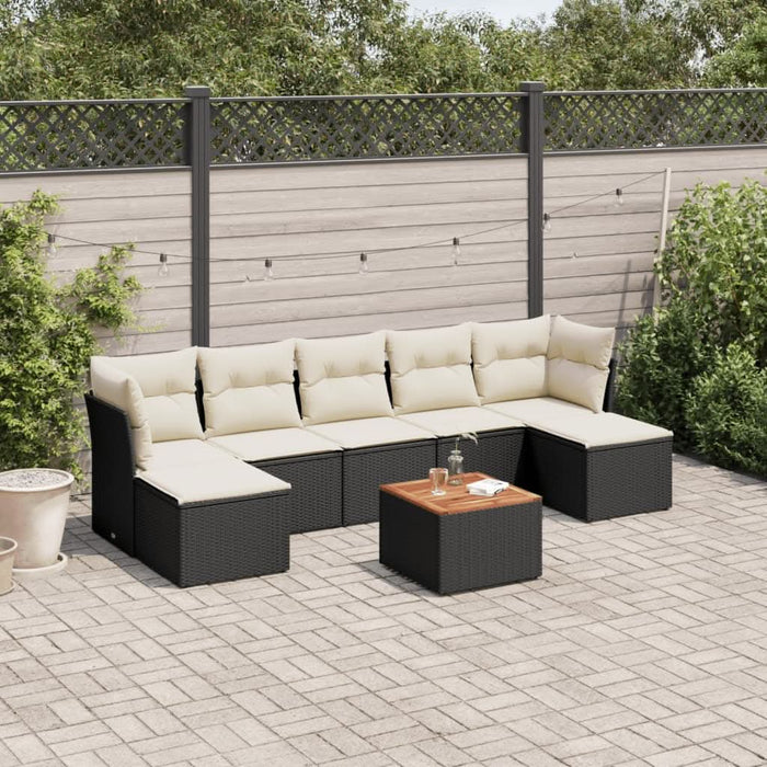 Set mobilier de grădină cu perne, 8 piese, negru, poliratan - WALTI WALTI