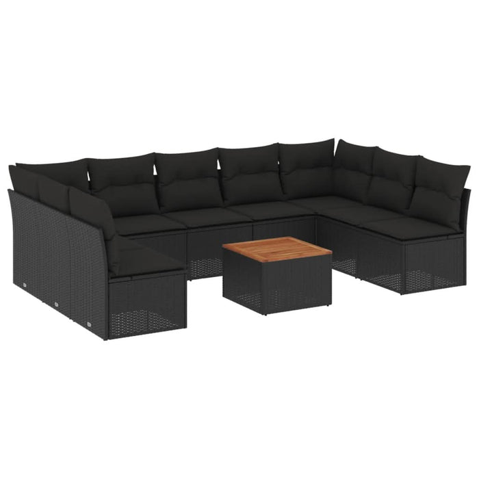 Set canapele de grădină cu perne, 10 piese, negru, poliratan - WALTI WALTI