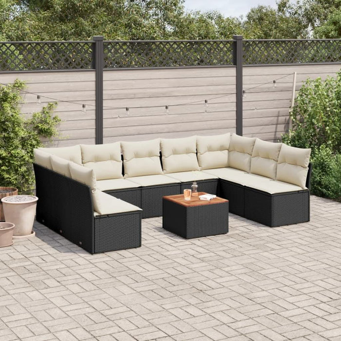 Set canapele de grădină cu perne, 10 piese, negru, poliratan - WALTI WALTI