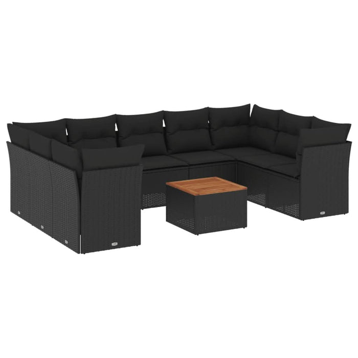 Set canapele de grădină cu perne, 10 piese, negru, poliratan - WALTI WALTI