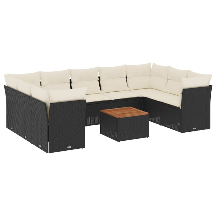 Set canapele de grădină cu perne, 10 piese, negru, poliratan - WALTI WALTI