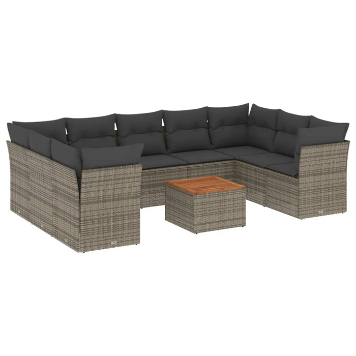 Set mobilier de grădină cu perne, 10 piese, gri, poliratan - WALTI WALTI