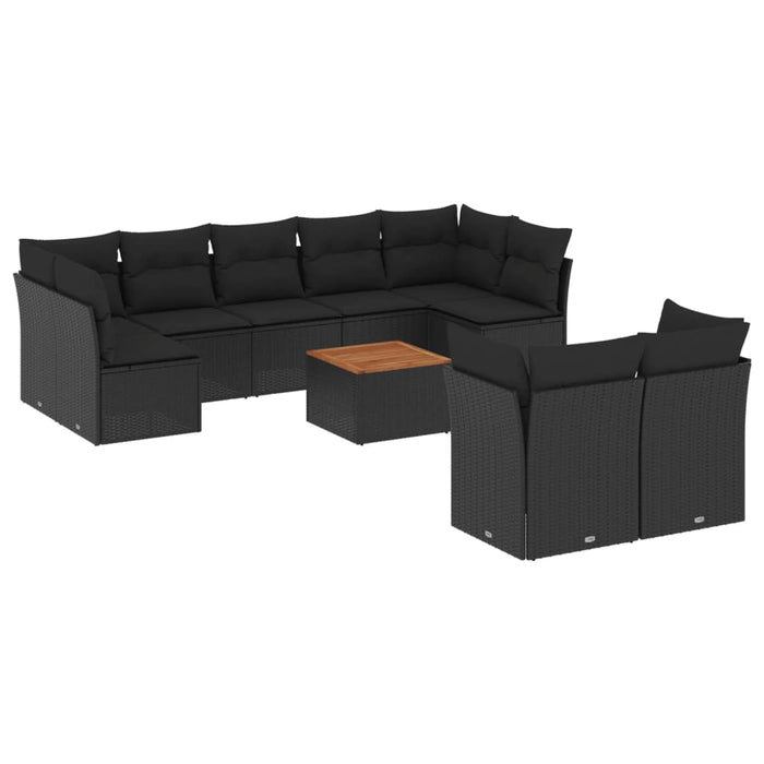 Set canapele de grădină cu perne, 10 piese, negru, poliratan - WALTI WALTI