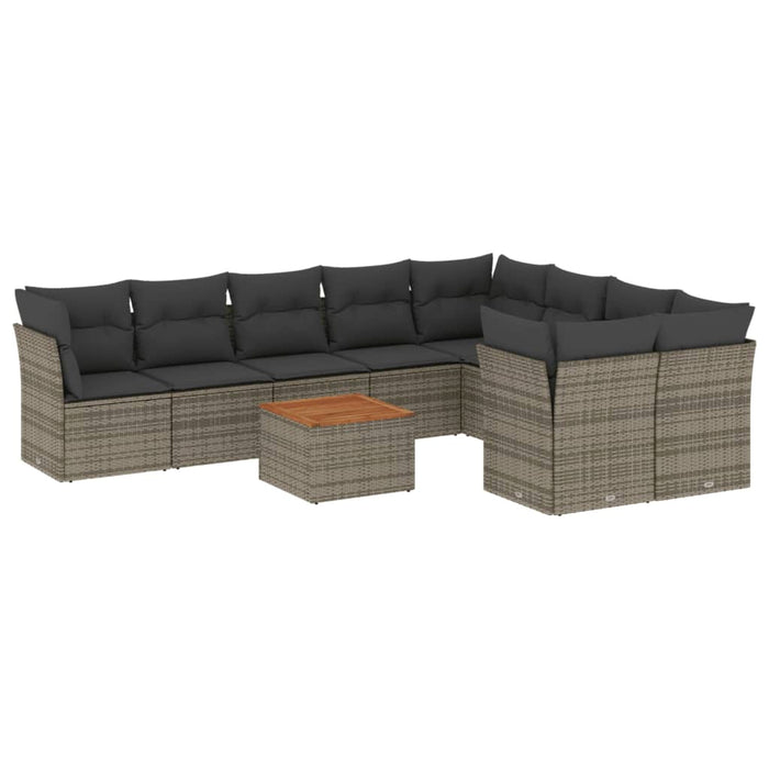 Set mobilier de grădină cu perne, 10 piese, gri, poliratan - WALTI WALTI