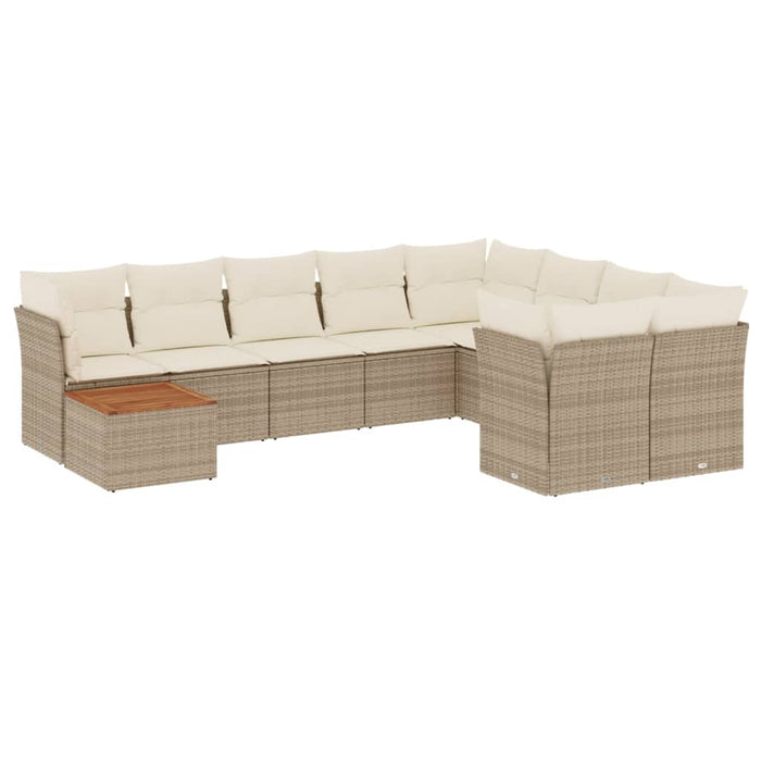 Set canapele de grădină cu perne, 10 piese, bej, poliratan WALTI