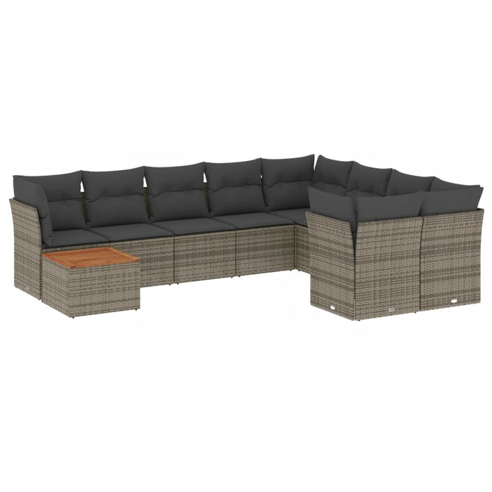 Set mobilier de grădină cu perne, 10 piese, gri, poliratan - WALTI WALTI