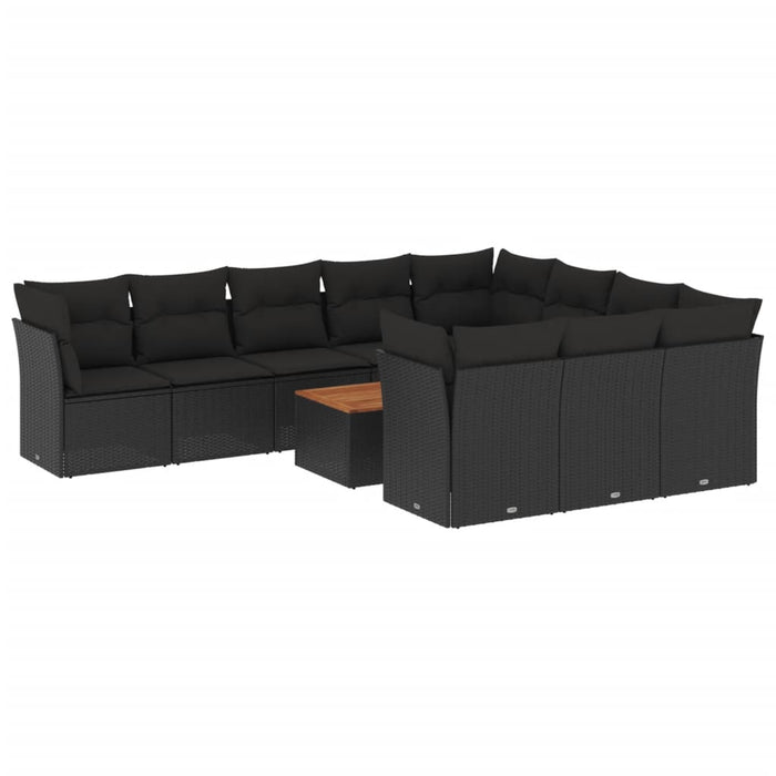Set canapele de grădină cu perne, 11 piese, negru, poliratan - WALTI WALTI