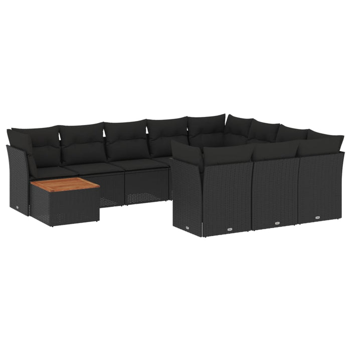 Set canapele de grădină cu perne, 11 piese, negru, poliratan - WALTI WALTI