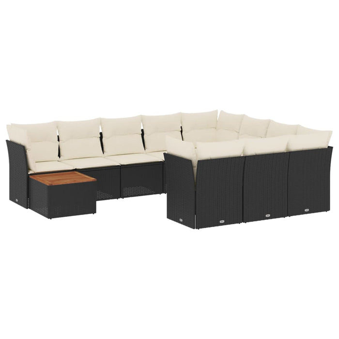 Set canapele de grădină cu perne, 11 piese, negru, poliratan - WALTI WALTI