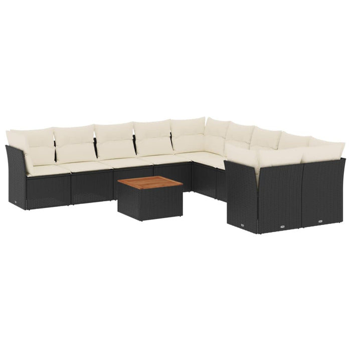 Set canapele de grădină cu perne, 11 piese, negru, poliratan - WALTI WALTI