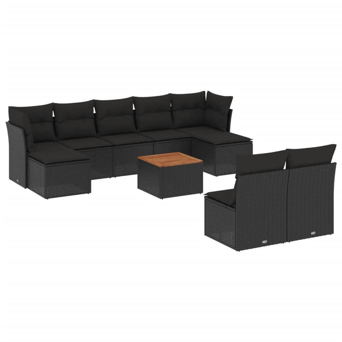 Set canapele de grădină cu perne, 10 piese, negru, poliratan - WALTI WALTI