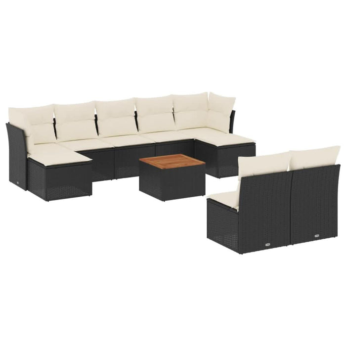 Set canapele de grădină cu perne, 10 piese, negru, poliratan - WALTI WALTI