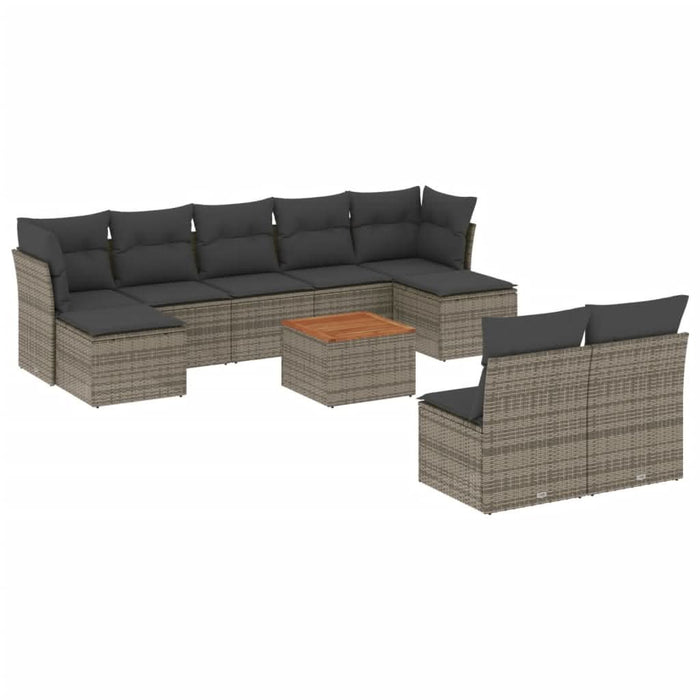 Set mobilier de grădină cu perne, 10 piese, gri, poliratan - WALTI WALTI
