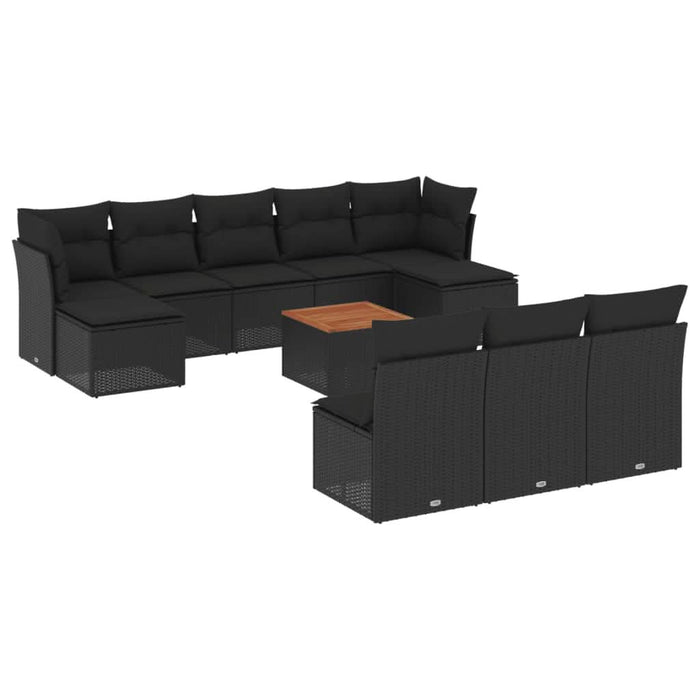 Set canapele de grădină cu perne, 11 piese, negru, poliratan - WALTI WALTI