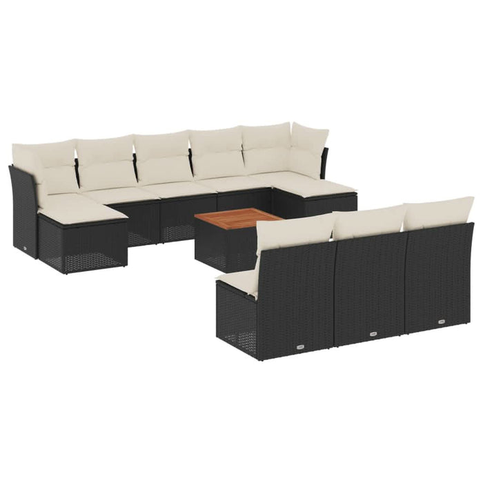 Set canapele de grădină cu perne, 11 piese, negru, poliratan - WALTI WALTI