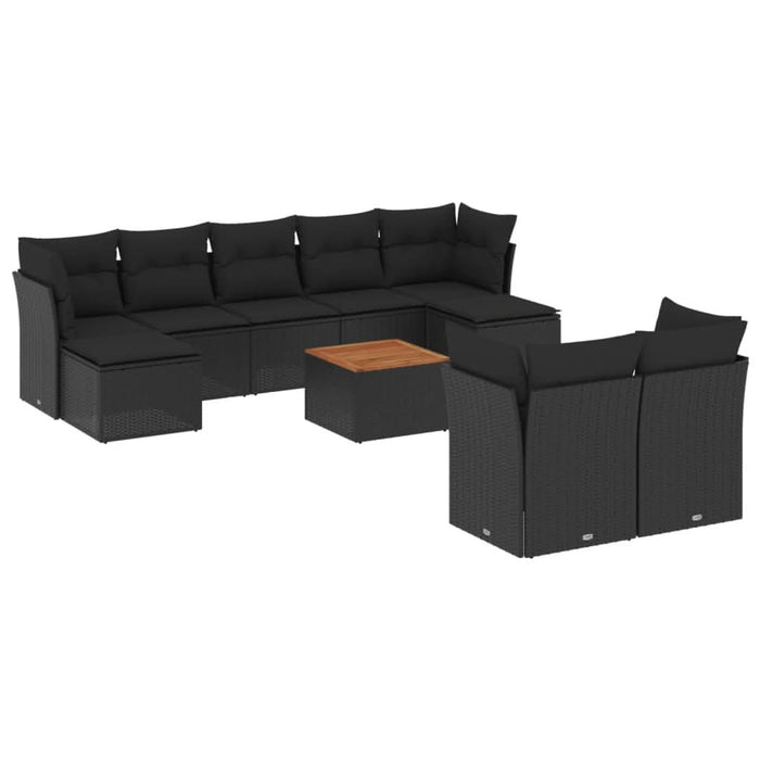 Set canapele de grădină cu perne, 10 piese, negru, poliratan - WALTI WALTI