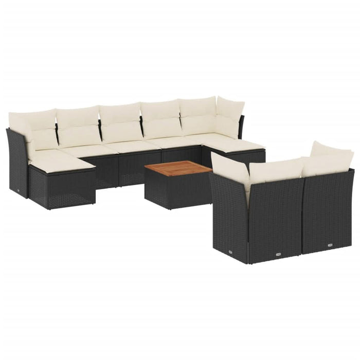 Set canapele de grădină cu perne, 10 piese, negru, poliratan - WALTI WALTI