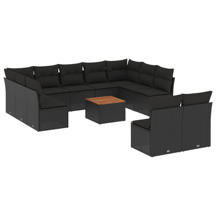 Set canapele de grădină, 12 piese, cu perne, negru, poliratan - WALTI WALTI