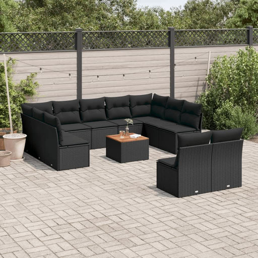 Set canapele de grădină, 12 piese, cu perne, negru, poliratan - WALTI WALTI