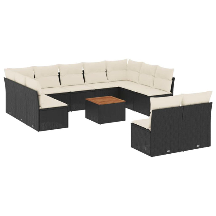 Set canapele de grădină, 12 piese, cu perne, negru, poliratan - WALTI WALTI