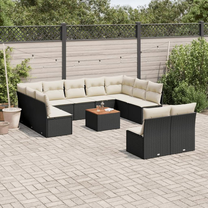 Set canapele de grădină, 12 piese, cu perne, negru, poliratan - WALTI WALTI