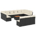 Set mobilier de grădină cu perne, 14 piese, negru, poliratan - WALTI WALTI