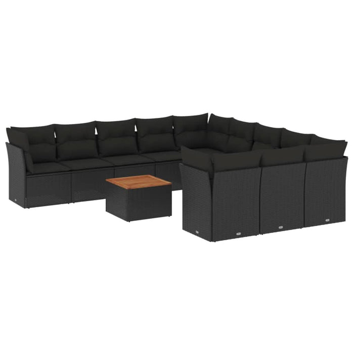Set canapele de grădină, 12 piese, cu perne, negru, poliratan - WALTI WALTI