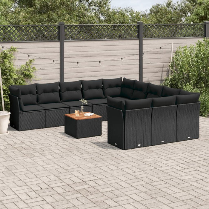 Set canapele de grădină, 12 piese, cu perne, negru, poliratan - WALTI WALTI