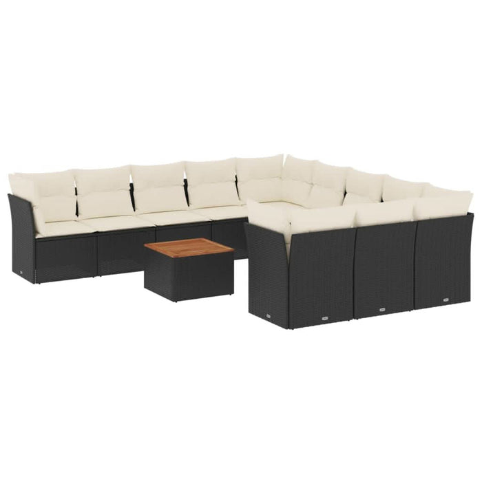 Set canapele de grădină, 12 piese, cu perne, negru, poliratan - WALTI WALTI