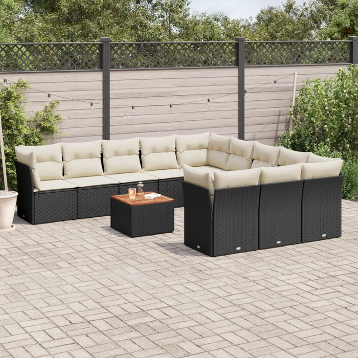 Set canapele de grădină, 12 piese, cu perne, negru, poliratan - WALTI WALTI