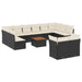 Set mobilier de grădină cu perne, 13 piese, negru, poliratan - WALTI WALTI